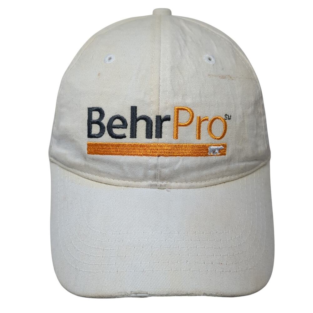 Behr Pro Strapback Hat Beige One Size Solid Adjustable Embroidered